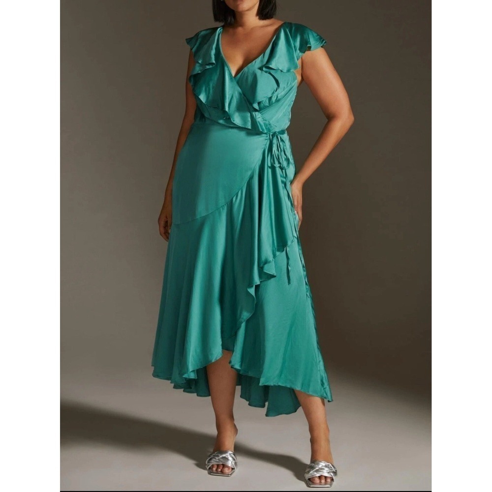 Elegant Teal Wrap Dress